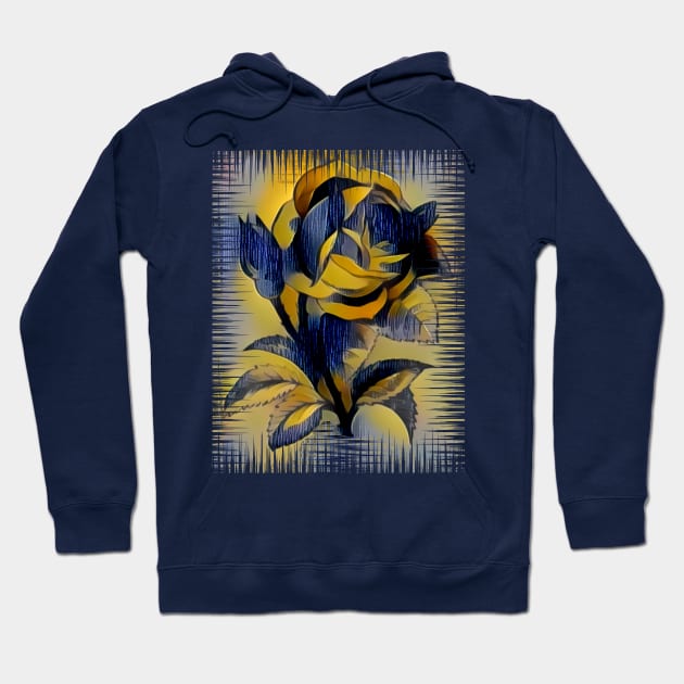 Yellow Denim Rose Hoodie by ArtlyStudio